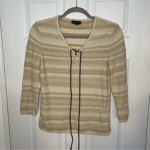 Lauren Jeans Co Ralph Lauren Vintage Y2K Lace Up Pullover Cotton Knit Top Small